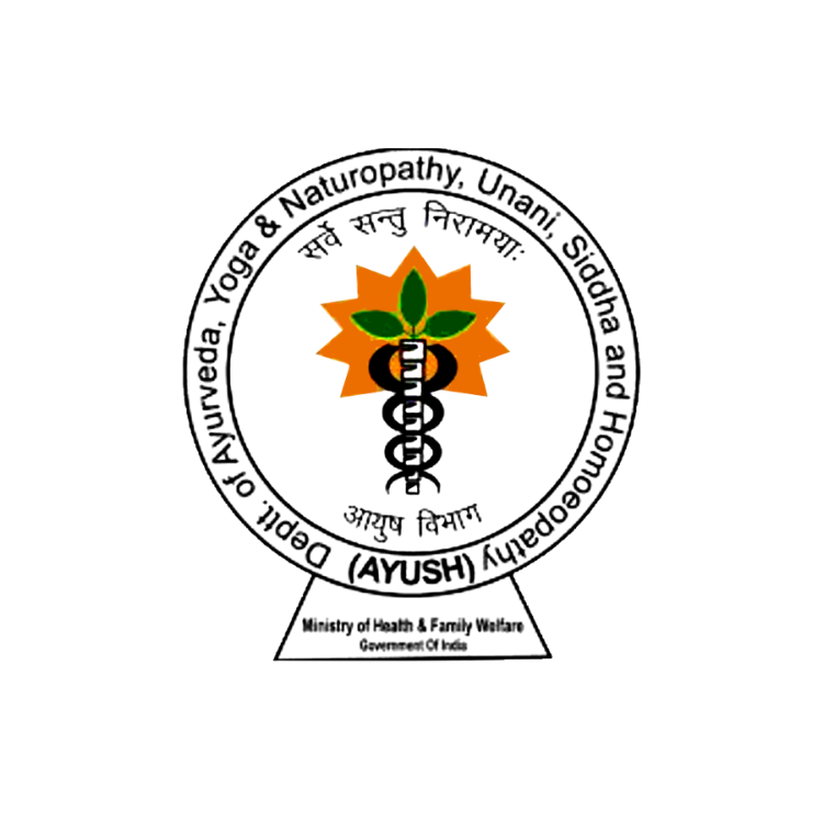 Logo of the Department of Ayurveda, Yoga & Naturopathy, Unani, Siddha and Homoeopathy (AYUSH) under the Ministry of Health & Family Welfare, Government of India.