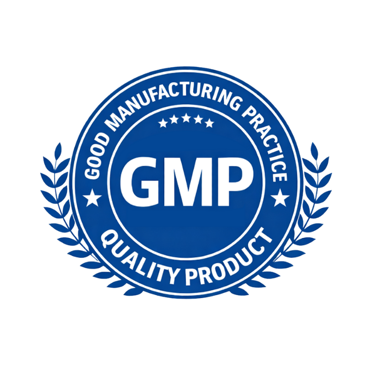 GMP (Good Manufacturing Practice) quality product logo on a white background